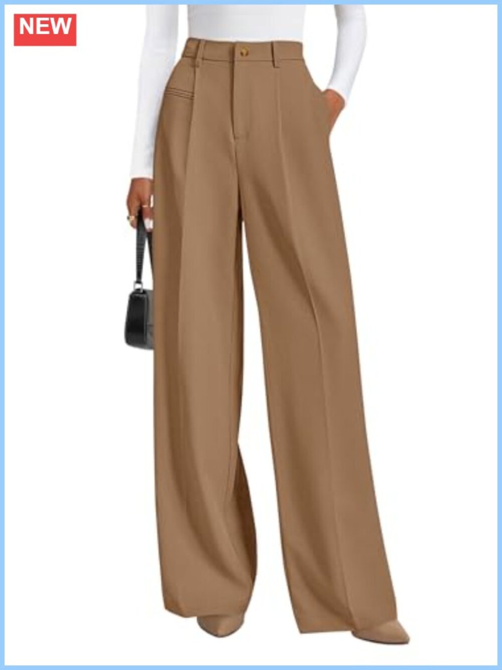 Wide Leg Work Dress Pants High Waisted Slacks Tummy Control Palazzo